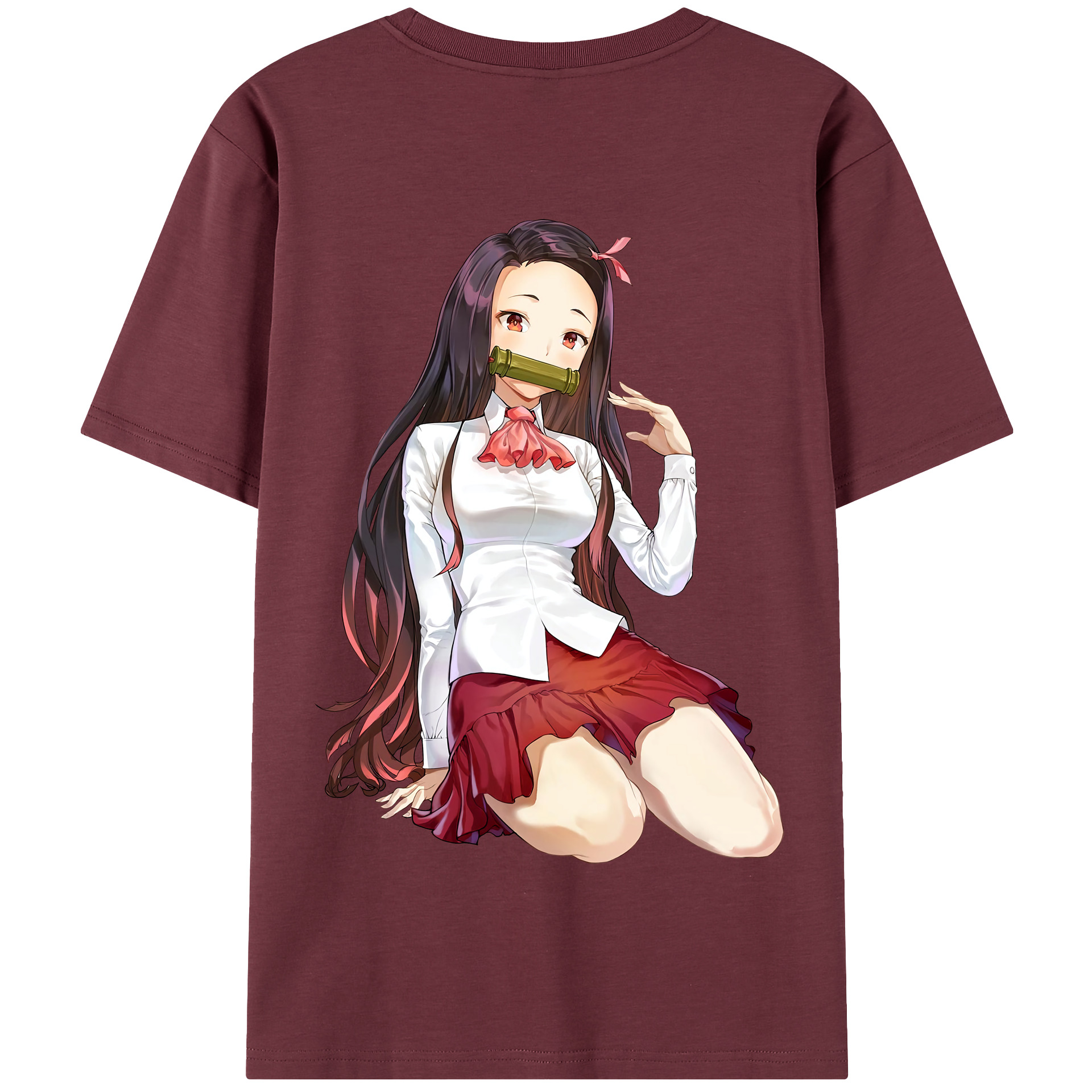 （画像用） 鬼滅の刃（きめつのやいば）竈門 禰󠄀豆子／かまど ねずこ Kamado Nezuko 綿100％半袖Tシャツ（背面プリント）